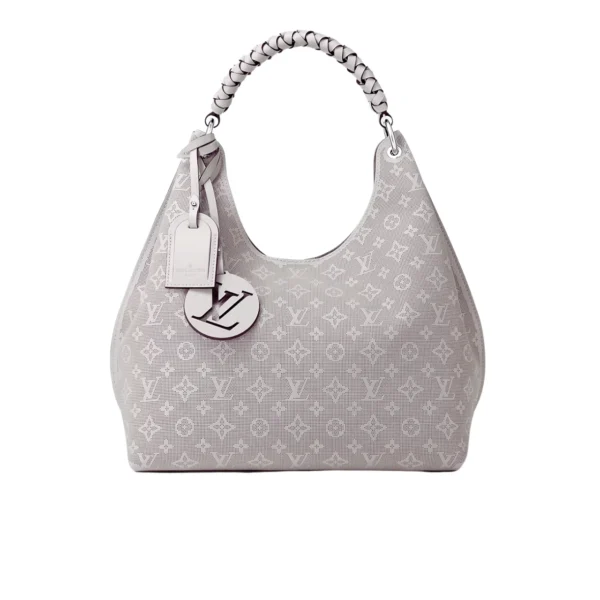 Louis Vuitton Creme Mahina Carmel Hobo Bag Grey 40Cm, Designer Handbags, Womens Purse, luxury bags