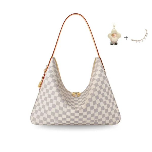 Louis Vuitton Slouchy MM Shoulder Bag Damier Azur 40cm/15.7in N00126, Designer Handbags, Womens Purse, luxury bags