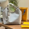 Louis Vuitton Creme Mahina Carmel Hobo Bag Grey 40Cm, Designer Handbags, Womens Purse, luxury bags
