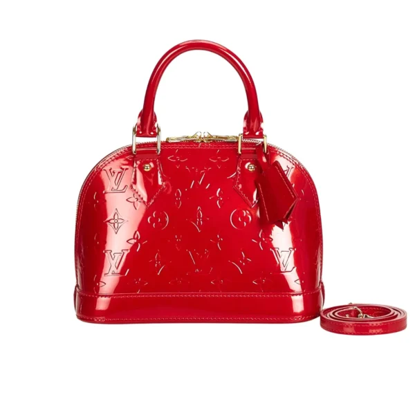 Louis Vuitton Alma Bb Monogram Vernis Leather Red 23Cm, Designer Handbags, Womens Purse, luxury bags