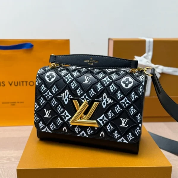 318-2-1-61d49aa79732.webp Louis Vuitton Twist Mm Monogram Jacquard Black 23Cm, Designer Handbags, Womens Purse, luxury bags