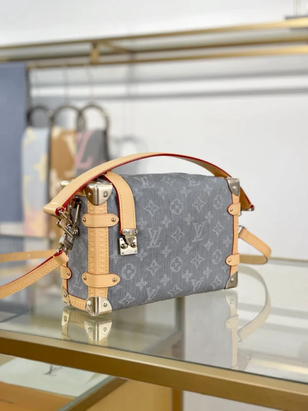 814b430c-6b55fec436b4.webp Louis Vuitton Grey Monogram Denim Side Trunk MM M13285 23.5cm/ 9.3in, Designer Handbags, Womens Purse, luxury bags
