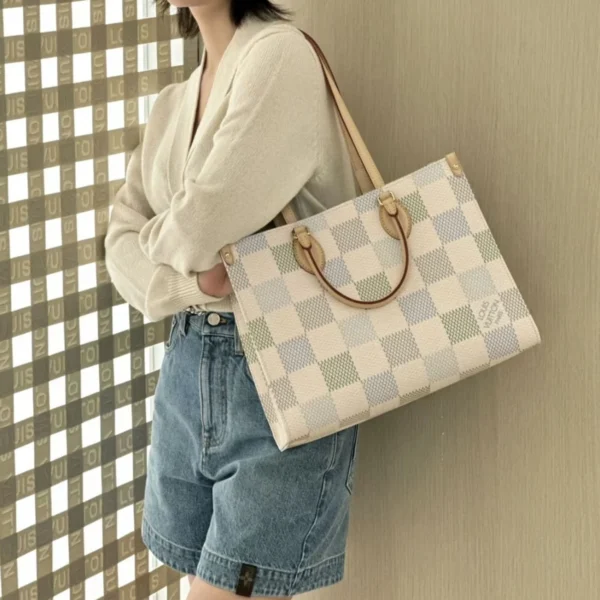 Louis Vuitton Onthego Mm Autres Toiles Damier Pistachio N40518 35Cm, Designer Handbags, Womens Purse, luxury bags