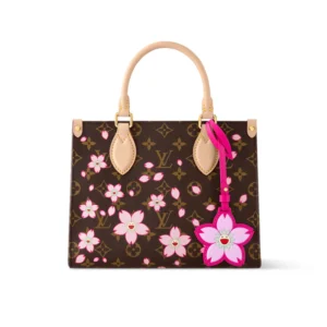 Louis Vuitton LV x Murakami OnTheGo PM Sakura Brown 25cm M13269, Designer Handbags, Womens Purse, luxury bags