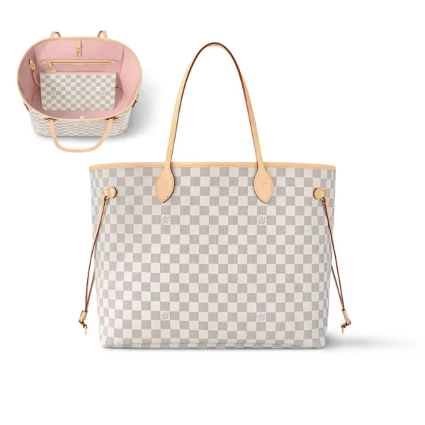 Louis Vuitton Neverfull GM Tote Bag Damier Azur Canvas Rose Ballerine 39cm N40601, Designer Handbags, Womens Purse, luxury bags