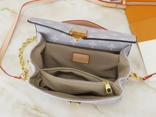 Louis Vuitton Pochette M Tis East West Coated Canvas Trianon Purple Gray 21Cm M12429, Designer Handbags, Womens Purse, luxury bags