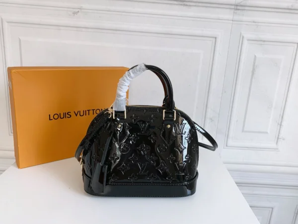 Louis Vuitton Alma Bb Monogram Vernis Leather Black 25Cm, Designer Handbags, Womens Purse, luxury bags