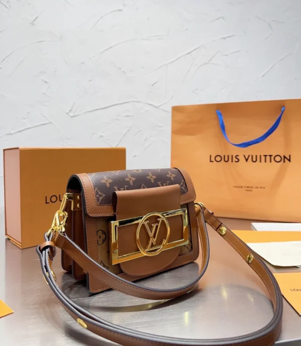 Louis Vuitton Mini Dauphine Lock Xl Brown 20Cm M46537, Designer Handbags, Womens Purse, luxury bags
