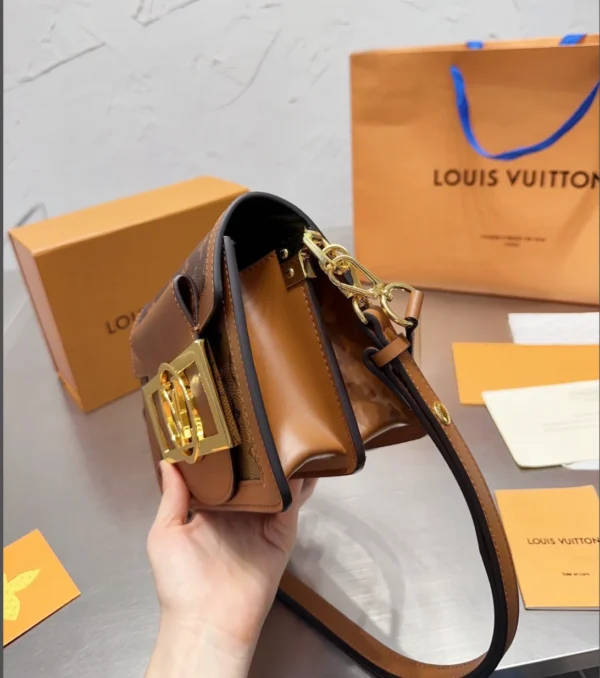 Louis Vuitton Mini Dauphine Lock Xl Brown 20Cm M46537, Designer Handbags, Womens Purse, luxury bags