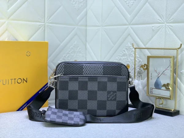 LVBB9-1-995398b10bd3.webp Louis Vuitton Trio Messenger Bag Damier Canvas Black 25Cm N50017, Designer Handbags, Womens Purse, luxury bags