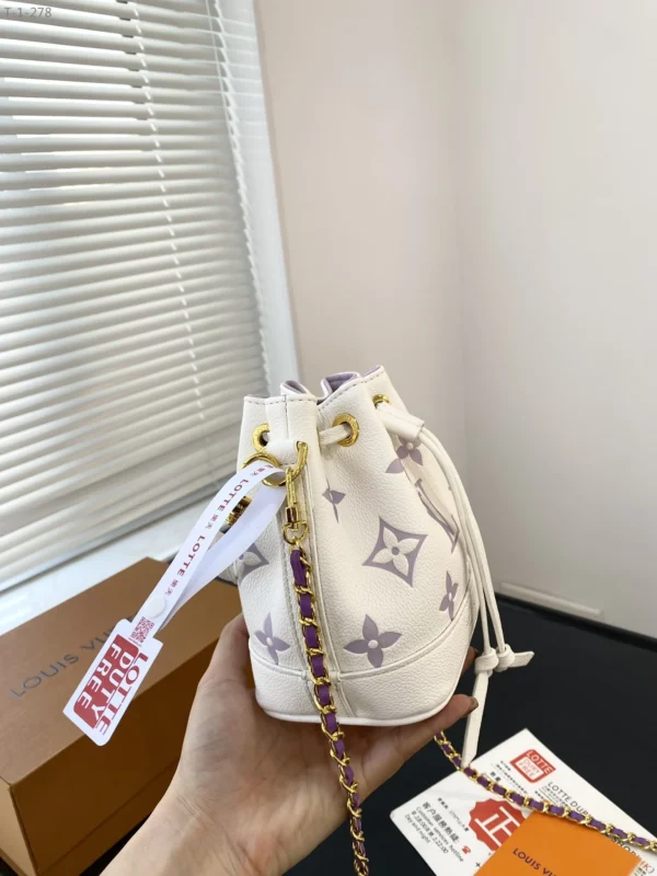 LVBP7-1e93a97b8eda.webp Louis Vuitton Noe Nano White With Purple 17Cm M82933, Designer Handbags, Womens Purse, luxury bags
