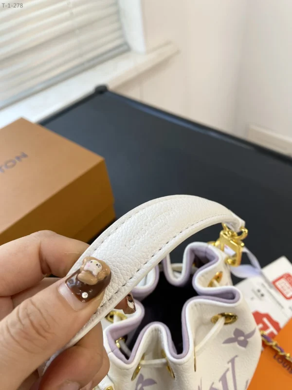 LVBP8-6e1127c7f42f.webp Louis Vuitton Noe Nano White With Purple 17Cm M82933, Designer Handbags, Womens Purse, luxury bags