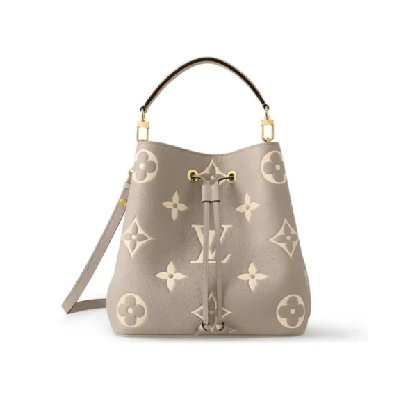 Louis Vuitton Nono Mm Bicolor Monogram Empreinte Leather Women Handbags Dove/Cream 26cm/ 10.2in, Designer Handbags, Womens Purse, luxury bags
