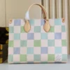Louis Vuitton Onthego Mm Autres Toiles Damier Pistachio N40518 35Cm, Designer Handbags, Womens Purse, luxury bags