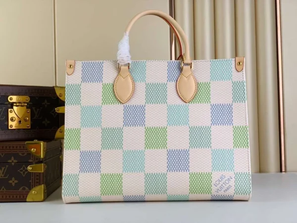 Louis Vuitton Onthego Mm Autres Toiles Damier Pistachio N40518 35Cm, Designer Handbags, Womens Purse, luxury bags