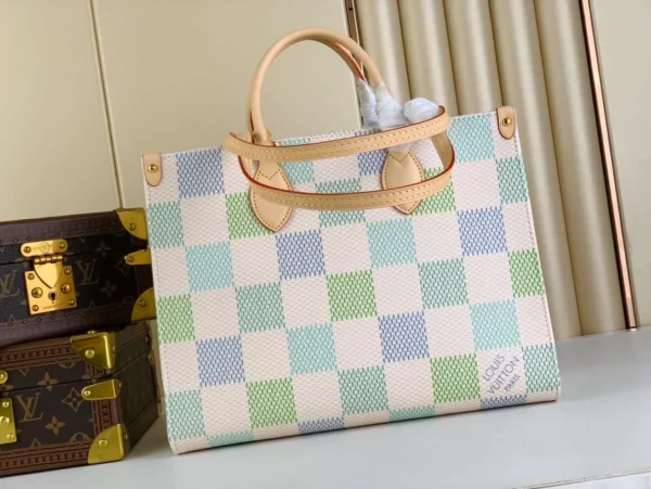 Louis Vuitton Onthego Mm Autres Toiles Damier Pistachio N40518 35Cm, Designer Handbags, Womens Purse, luxury bags