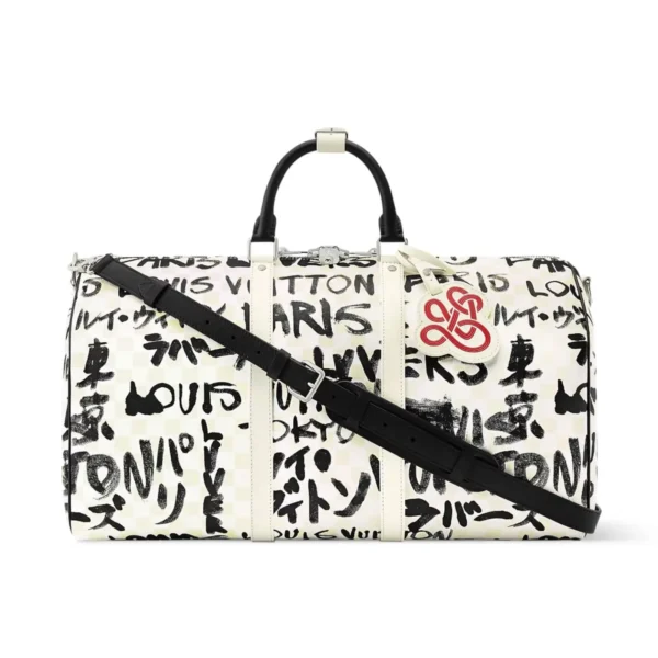 SUPERCLONE-2026-08-10T161903.322.webp Louis Vuitton Keepall Bandoulière Bag 50cm/19.7in Black/White Cowhide N40804