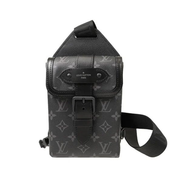 Louis Vuitton Monogram Eclipse Saumur Slingbag 26cm/10.25in Black M45912