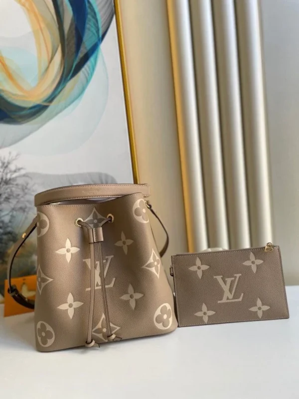 Louis Vuitton Nono Mm Bicolor Monogram Empreinte Leather Women Handbags Dove/Cream 26cm/ 10.2in, Designer Handbags, Womens Purse, luxury bags