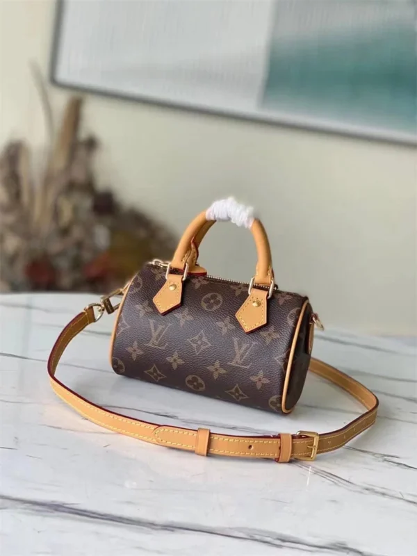Louis Vuitton Nano Speedy Beige 16Cm, Designer Handbags, Womens Purse, luxury bags