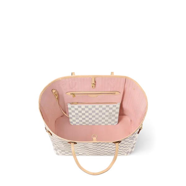 Louis Vuitton Neverfull GM Tote Bag Damier Azur Canvas Rose Ballerine 39cm N40601, Designer Handbags, Womens Purse, luxury bags