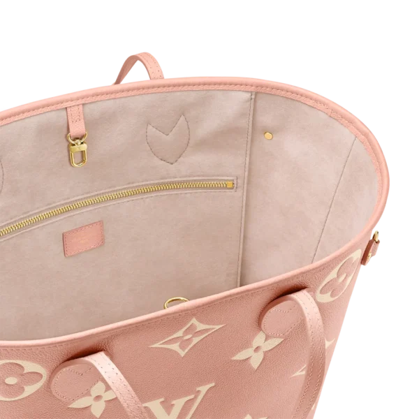 louis-vuitton-neverfull-mm-M46329_PM1_Interior2_20view-14503758661b.webp Louis Vuitton Neverfull MM Tote Bag Monogram Empreinte Trianon Pink / Cream 31cm M46329, Designer Handbags, Womens Purse, luxury bags