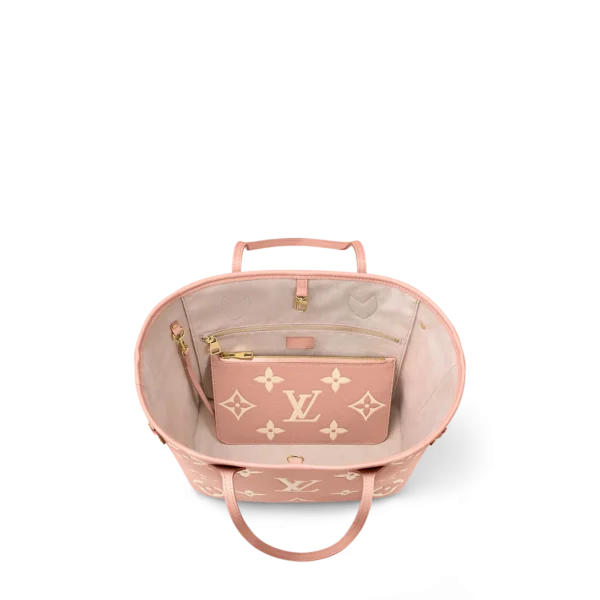 louis-vuitton-neverfull-mm-M46329_PM1_Interior_20view-7fb3cf4a17eb.webp Louis Vuitton Neverfull MM Tote Bag Monogram Empreinte Trianon Pink / Cream 31cm M46329, Designer Handbags, Womens Purse, luxury bags