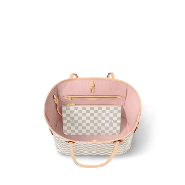 Louis Vuitton Neverfull MM Tote Bag Damier Azur Canvas Rose Ballerine 31cm N40603, Designer Handbags, Womens Purse, luxury bags