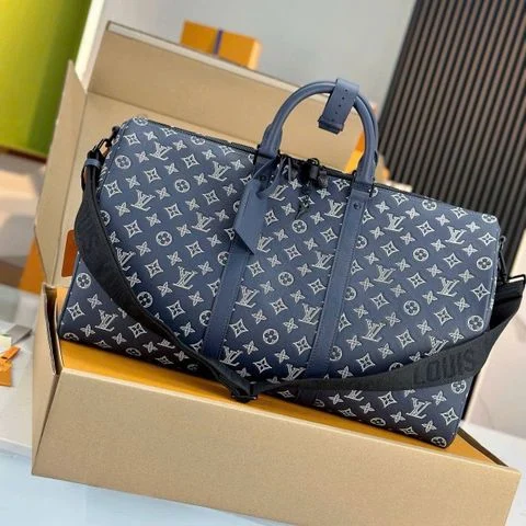 Louis Vuitton Keepall Bandoulière Bag 50cm/19.7in Navy Blue Calfskin M28836